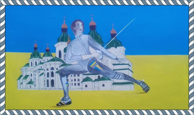 Картини, Гравюри, Живопис та Графіка Картины, Гравюры, Живопись и Графика ^/--/^ Картина &amp;quot;Зірка фехтування-Ольга Харлан&amp;quot;  (двп акрил 1.40*85 /--/ см) ^_^^^ Картина &amp;quot; Звезда фехтования-Ольга Харлан&amp;quot; (двп акрил 1.40*85 /--/ см) - фото фото фото