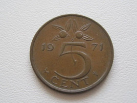 Нідерланди Нидерланды ^/--/^ Нидерланды 5 центов 1971 года 23212 ^_^^^ Нідерланди 5 центів 1971 року 23212 - фото фото фото