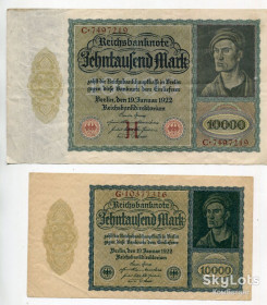 Німеччина Германия ^/--/^ Комплект 10 000 марок 1922 р. Німеччина. ^_^^^ Комплект 10 000 марок 1922 г. Германия. - фото фото фото