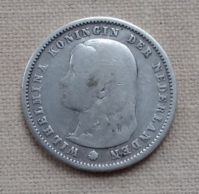 Нідерланди Нидерланды ^/--/^ Нидерланды 25 центов, 1892 г Королева Вильгельмина, серебро ^_^^^ Нідерланди 25 центів, 1892 р Королева Вільгельміна, срібло - фото фото фото