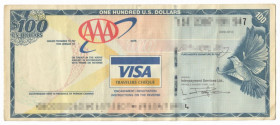 Чеки Чеки ^/--/^ Винтажный дорожный чек Visa 100 USD  travelers cheques Dollars AAA ^_^^^ Гвинтажний дорожній чек Visa 100 USD (колекційний) travelers cheques Dollars AAA - фото фото фото