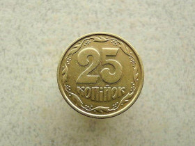 Обігові Обиходные ^/--/^ 25 копійок 1994 рік Україна 1 /--/ ББм   (264 /--/ а) ^_^^^ 25 копеек 1994 год Украина 1 /--/ ББм (264 /--/ а) - фото фото фото