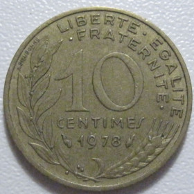 Франція Франция ^/--/^ Франція 10 сантимів 1978 року 43504 ^_^^^ Франция 10 сантимов 1978 года 43504 - фото фото фото