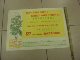 Інше Другое ^/--/^ плакат соберем высокий урожай картошки хмельницкий 1975 №9799 ^_^^^ плакат зберемо високий урожай картоплі хмельницький 1975 No /--/ 9799 - фото фото фото