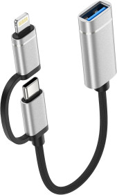 Кабелі Кабели ^/--/^ Лот № 15535 Адаптер 2-в-1 USB C/Lightning на USB 3.0, кабель-адаптер , Адаптер Lightning OTG для високошвидкісної передачі даних 5 Гбіт/с - фото фото фото