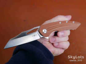 Ножі, мультітули Ножи, мультитулы ^/--/^ TwoSun TS /--/ 132-Micarta Brown, D /--/ 2 Satin, Y-START Design, Flipper, Tactical, Ceramic Ball Bearing, EDC, Liner Lock - фото фото фото