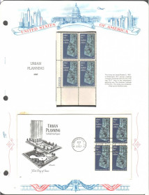 Північна Америка Северная Америка ^/--/^ США 1967  г - квартблок MNH + КПД  ХМК с квартблоком  -  города , архитектура , планирование ^_^^^ США 1967 р - квартблок MNH + ККД ХМК з квартблоком - міста, архітектура, планування - фото фото фото