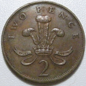 Єлизавета II (після ) Елизавета II (после ) ^/--/^ Велика Британія 2 нових пенса 1988 року 40488 ^_^^^ Великобритания 2 новых пенса 1988 года 40488 - фото фото фото