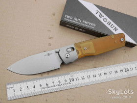Ножі, мультітули Ножи, мультитулы ^/--/^ TwoSun TS /--/ 433-Titanium+PEI in Ultem, K /--/ 110 Stonewash, Night Morning Design, Tactical, Ceramic ball bearing, EDC, Axis Lock - фото фото фото