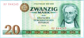 Німеччина Германия ^/--/^ Германия  ГДР 20 марок 1975 RF  (с /--/ 37) ^_^^^ Німеччина НДР 20 марок 1975 RF (с /--/ 37) - фото фото фото