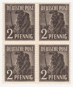 Інше Другое ^/--/^ Германия    ( Союзническая оккупационная зона) 1947 г. №  28 ** кварт блок ^_^^^ Німеччина (Союзницька окупаційна зона) 1947 р. No 28 ** кварт блок - фото фото фото