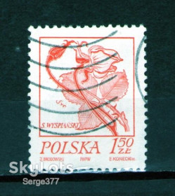 Польща Польша ^/--/^ ZA Польща 1974 р. Квіткові малюнки Станіслава Виспянського, гашена ^_^^^ ZA Польша 1974 г. Цветочные рисунки Станислава Выспянского, гашена - фото фото фото