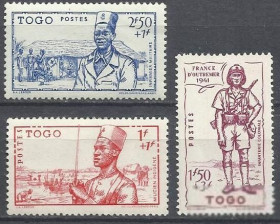 Того Того ^/--/^ Того франц. 1941 Солдаты военная униформа 3 /--/ м. ^_^^^ Того франц. 1941 Солдати військова уніформа 3 /--/ м. - фото фото фото