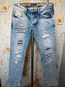 Штани Брюки ^/--/^ Джинси чоловічі рвані блакитні AMICA JEANS р-р 32 ^_^^^ Джинсы мужские рваные голубые AMICA JEANS р-р 32 - фото фото фото