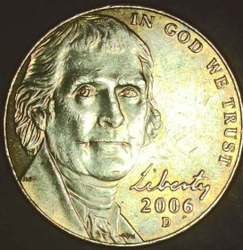 Обігові Обиходные ^/--/^ США 5 центів, 2006 D Джефферсон Нікель [3.101] ^_^^^ США 5 центов, 2006 D Джефферсон Никель [3.101] - фото фото фото