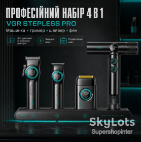 Машинки для стрижки Машинки для стрижки ^/--/^ Набор VGR STEPLERSS PRO 4 IN 1 BLACK, машинка для стрижки, триммер, электробритва, фен ^_^^^ Набір VGR STEPLERSS PRO 4 IN 1 BLACK, машинка для стрижки, триммер, електробритва, фен - фото фото фото