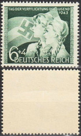 Третій Рейх (-) Третий Рейх (-) ^/--/^ 1943 - Рейх - День молоді Mi.843  ** ^_^^^ 1943 - Рейх - День молодежи Mi.843 ** - фото фото фото