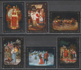 СРСР - СССР - ^/--/^ СССР 1977 искусство Федоскино ^_^^^ СРСР 1977 мистецтво Федоскіне - фото фото фото