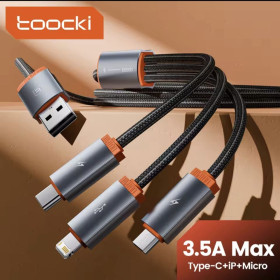 Кабелі Кабели ^/--/^ НОВЫЙ USB Кабель Toocki 3 в 1  (Type-C, Micro USB, Lightning) 3.5 /--/ A Max ^_^^^ Кабель Toocki 3 в 1 (Type-C, Micro USB, Lightning) 3.5 /--/ A Max - фото фото фото