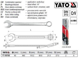 Ключі Ключи ^/--/^ Ключ комбинированный YATO рожково-накидной М /--/ 60 l /--/ 660 мм YT-00768 ^_^^^ Ключ комбінований YATO Польща ріжково-накидний М /--/ 60 l /--/ 660 мм YT-00768 - фото фото фото