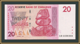 Зімбабве Зимбабве ^/--/^ Зимбабве 20 долларов 2007 P-68  (68 /--/ a) UNC ^_^^^ Зімбабве 20 доларів 2007 P-68 (68 /--/ a) UNC - фото фото фото