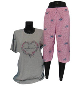 Піжами Пижамы ^/--/^ Женская пижама футболка и капри Cotton More 28006 XL серая ^_^^^ Жіноча піжама футболка і капрі Cotton More 28006 XL сіра - фото фото фото