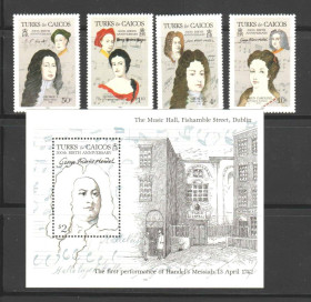 Мистецтво Искусство ^/--/^ NM  Теркс и Кайкос 1985 г  MNH - Гендель ^_^^^ NM Теркс і Кайкос 1985 MNH - Гендель - фото фото фото