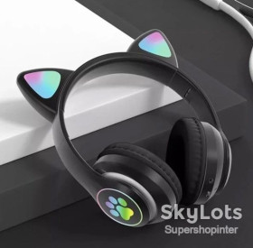 Навушники Наушники ^/--/^ Беспроводные детские Bluetooth наушники с ушками и подсветкой Cat-23 /--/ M Черный ^_^^^ Бездротові дитячі Bluetooth навушники з вушками і підсвічуванням Cat-23 /--/ M Чорний - фото фото фото