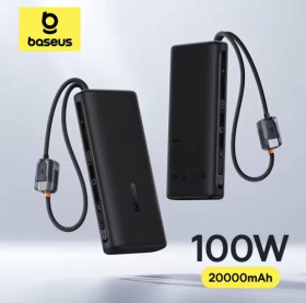 Зовнішні акумулятори (Power Bank) Внешние аккумуляторы (Power Bank) ^/--/^ Павербанк Baseus EnerFill FC /--/ 41 20000 mAh 100 /--/ W Black з цифровим дисплеєм і вбудованими Type-C кабелям ^_^^^ Павербанк Baseus EnerFill FC /--/ 41 20000 mAh 100 /--/ W Black с цифровым дисплеем и встроенными Type-C кабелям - фото фото фото