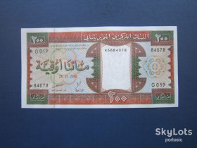 Інші країни Другие страны ^/--/^ Банкнота 200 угий Мавритания 2002 корабль лодка UNC пресс ^_^^^ Банкнота 200 вугий Мавританія 2002 корабель човен UNC прес - фото фото фото