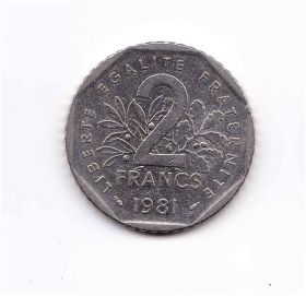 Франція Франция ^/--/^ Франция 1981 г - 2 франка -  2 скана ^_^^^ Франція 1981 — 2 франки — 2 скана - фото фото фото