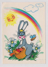 СРСР СССР ^/--/^ ЗАЙЧИК - РАДУГА  1990 г.  ГОНЧАРОВА  чистая  тираж 671 тыс.  ^_^^^ ЗАЙЧИК - РАДУГА 1990 р. ГОНЧАРОВА чистий тираж 671 тис. - фото фото фото