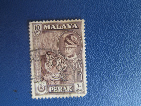 Фауна Фауна ^/--/^ Марка Перак Малайські штати Малайзія 1957 фауна тигр гаш ^_^^^ Марка Перак Малайские штаты Малайзия 1957 фауна тигр гаш - фото фото фото
