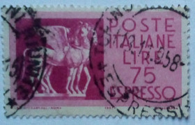 Італія, Ватикан Италия, Ватикан ^/--/^ Италия 1958 Экспресс марка, гашеная ^_^^^ Італія 1958 Експрес марка, гашена - фото фото фото