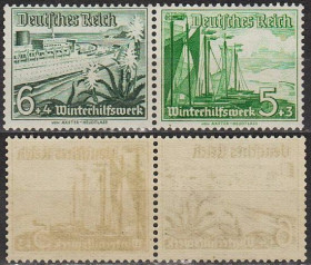 Третій Рейх (-) Третий Рейх (-) ^/--/^ 1937 - Рейх - Зимова допомога - Кораблі - W 123 Mi.654 653 ** ^_^^^ 1937 - Рейх - Зимняя помощь - Корабли - W 123 Mi.654 653 ** - фото фото фото