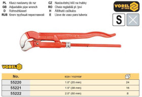 Ключі Ключи ^/--/^ Ключ трубный карбоновая сталь 1,5 тип S VOREL-55221 ^_^^^ Ключ трубний Польща карбонова сталь 1,5&amp;quot; тип S VOREL-55221 - фото фото фото
