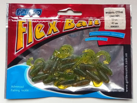Воблери, принади Воблеры, приманки ^/--/^ Силиконовые приманки Kalipso Flex Bait CTF /--/ 40, цвет 001, 15 штук  (новые) ^_^^^ Силіконові приманки Kalipso Flex Bait CTF /--/ 40, колір 001, 15 штук (нові) - фото фото фото