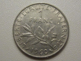Франція Франция ^/--/^ Франция 1 франк 1960 года 37992 ^_^^^ Франція 1 франк 1960 року 37992 - фото фото фото