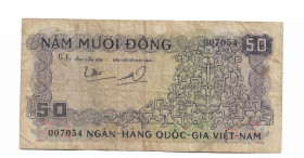 В'єтнам Вьетнам ^/--/^ VIETNAM South Вьетнам Южный 50 донгов 1966  редкий ^_^^^ VIETNAM South В'єтнам Південний 50 донгів 1966 рідкісний - фото фото фото