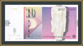 Балканський півострів Балканский полуостров ^/--/^ Македония 10 динаров 1997 P-14   (14 /--/ b) UNC ^_^^^ Македонія 10 динарів 1997 P-14 (14 /--/ b) UNC - фото фото фото