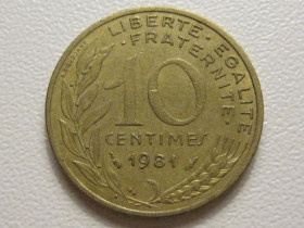 Франція Франция ^/--/^ Франция 10 сантимов 1981 года 38201 ^_^^^ Франція 10 сантимів 1981 року 38201 - фото фото фото