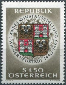 Австрія Австрия ^/--/^ Австрия 1966 герб Винер-Нойштадт Mi 1206 MNH ^_^^^ Австрія 1966 герб Вінер-Нойштадт Mi 1206 MNH - фото фото фото