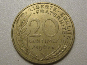 Франція Франция ^/--/^ Франция 20 сантимов 1967 года 38113 ^_^^^ Франція 20 сантимів 1967 року 38113 - фото фото фото