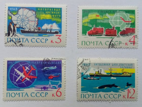 СРСР - СССР - ^/--/^ СССР 1963 Антарктические исследования, гашеные ^_^^^ СРСР 1963 Антарктичні дослідження, гашені - фото фото фото
