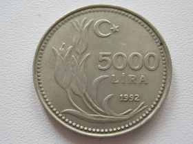 Туреччина Турция ^/--/^ Турция 5000 лир 1992 года #15449 ^_^^^ Туреччина 5000 лір 1992 року #15449 - фото фото фото
