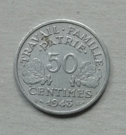 Франція Франция ^/--/^ Франция 50 сантимов 1943 ^_^^^ Франція 50 сантимів 1943 - фото фото фото