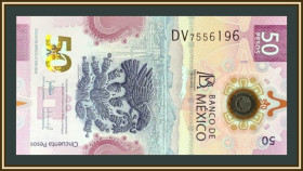 Мексика Мексика ^/--/^ Мексика 50 песо 2024 P-138  (138 /--/ а.2) UNC ^_^^^ Мексика 50 песо 2024 P-138 (138 /--/ а.2) UNC - фото фото фото