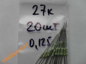 Резистори Резисторы ^/--/^ Резисторы 27 /--/ К 0,125 Вт (20 /--/ шт.) ^_^^^ Резистори 27 /--/ К 0,125 Вт (20 /--/ шт.) - фото фото фото
