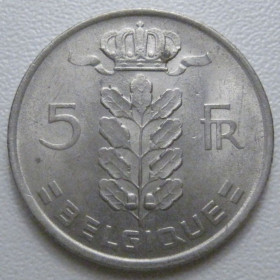 Бельгія Бельгия ^/--/^ Бельгія 5 франків 1975 року Belgique 42865 ^_^^^ Бельгия 5 франков 1975 года Belgique 42865 - фото фото фото