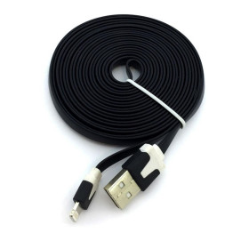 Кабелі Кабели ^/--/^ Дата кабель FLAT iPhone 5 3 /--/ m Black   (тех. упаковка) ^_^^^ Дата кабель FLAT iPhone 5 3 /--/ m Black (тих. упаковка) - фото фото фото